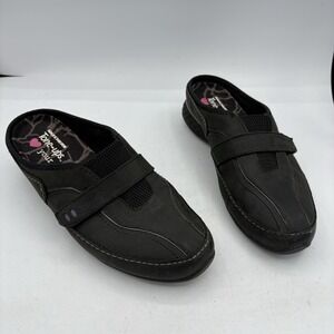 Skechers Shoes‎ Womens Size 7.5 Tone Ups Mule Fitness Clog Black Leather Slip On